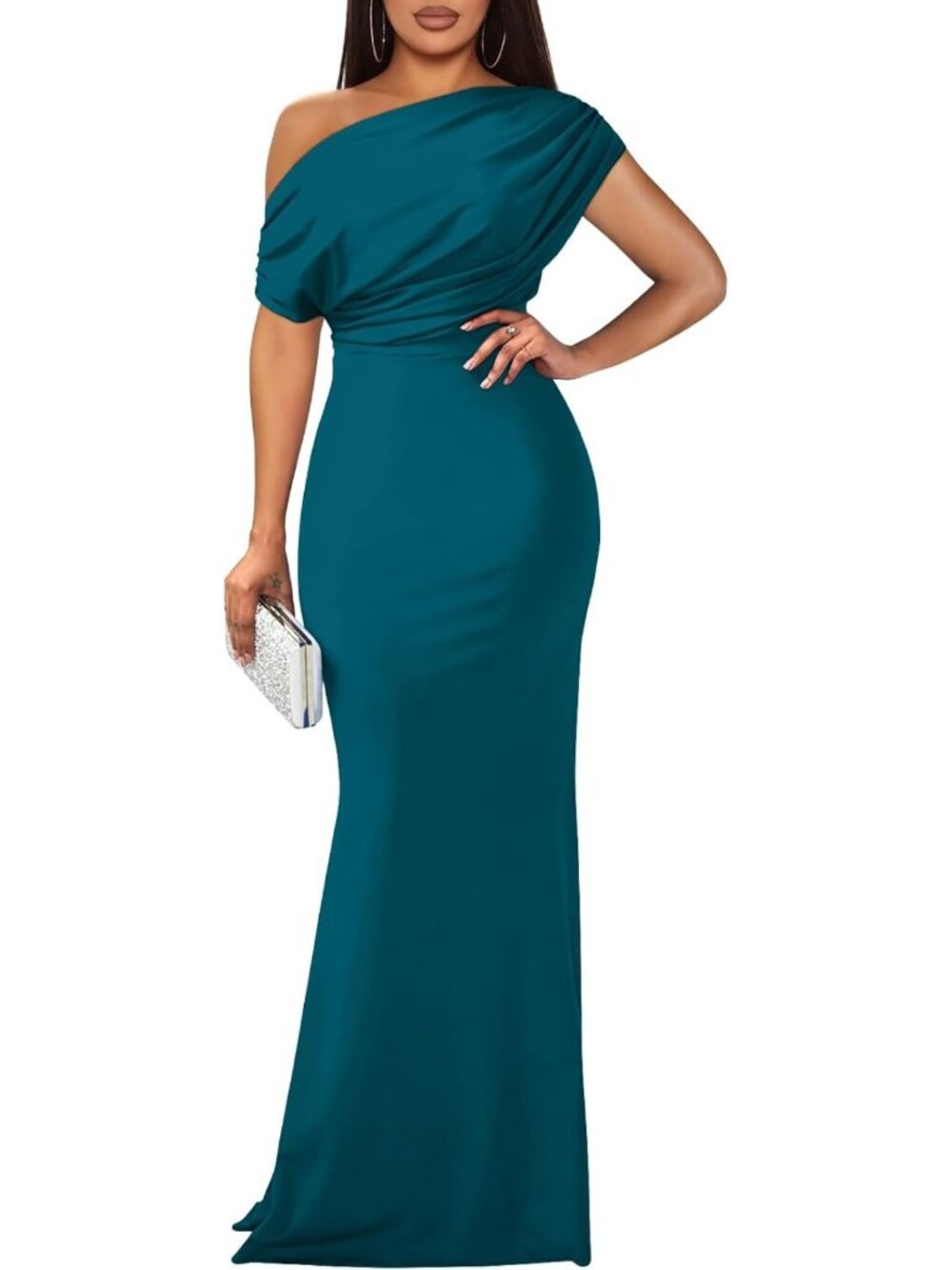 Teal Off Shoulder Mermaid Long Formal Evening Prom Party Gown Sz M-XXL